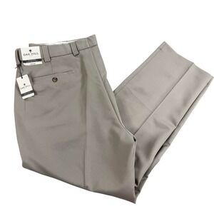 Oak Hill Pants Mens 44x30 Beige Microfiber Flat Front NEW Big & Tall NEW $60